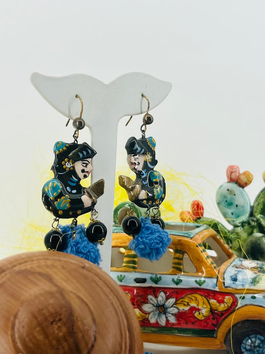 Orecchini "Opera e Pupi Blu"